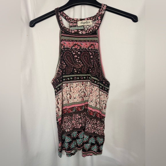 Harper Tops - Harper Pink and Teal Paisley Halter Tank